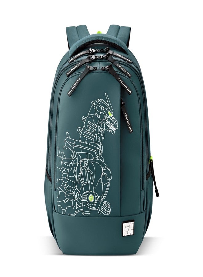 Gear Fiction 1 Backpack 19"/40L Large Water Resistant School Bag/Casual Backpack/Daypack/Kids Bag for Boys/Girls (Green-Green) - Image 1