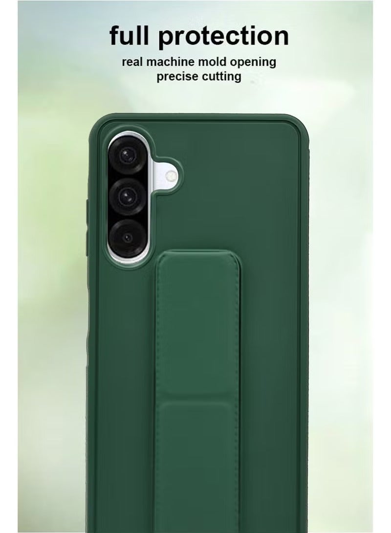 3-in-1 Magnetic Wrist Strap Hand Grip Stand Back Case Cover With Foldable Kickstand & Finger Strap for Samsung Galaxy A56- Green - Image 2