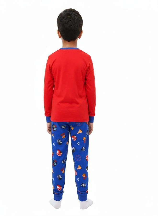 babyqlo Racing Cars Print Boys Glow in the dark Pajama Set