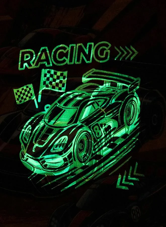 babyqlo Racing Cars Print Boys Glow in the dark Pajama Set