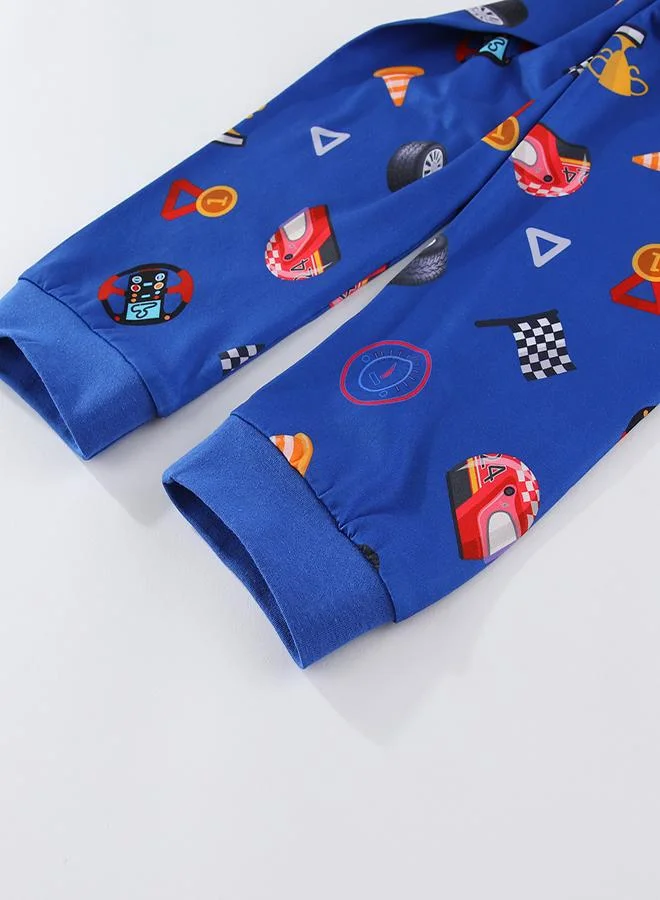 babyqlo Racing Cars Print Boys Glow in the dark Pajama Set