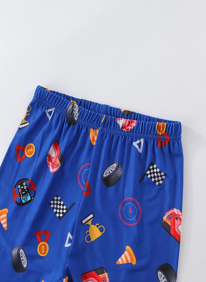 babyqlo Racing Cars Print Boys Glow in the dark Pajama Set