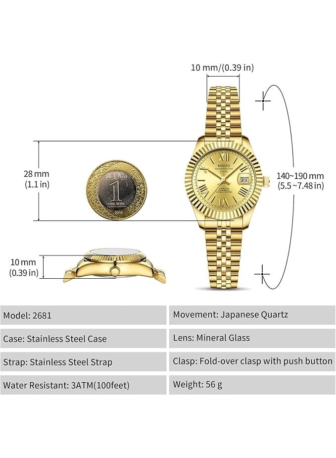 NIBOSI Women Watch Analog Quartz Stainless Steel Waterproof Classic Desiger Date Watches for Women - Image 2