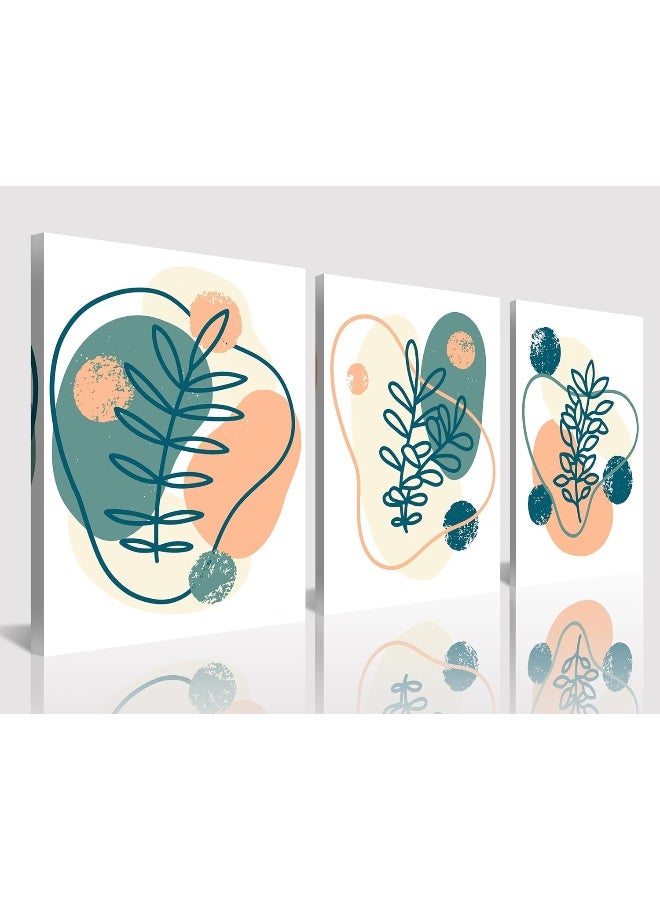 NAN Wind 3 Panel Boho Wall Art Mid Century Modern Decor Canvas Prints Minimalist Neutral Abstract Geometric Wall Art Palm Leaves Art Pictures Canvas Bathroom Decor Aesthetic Decorations for Home - Image 1