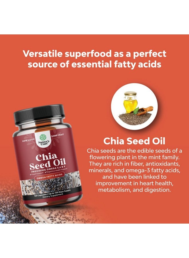 Natures Design Chia Seed Oil Extract Capsules Plant Based Omega 3 6 9 Supplement And Daily Fiber Capsules For Adults Digestive Support Immunity And Heart Health Omega 3 Fatty Acids Supplement For Men And Women - Image 5