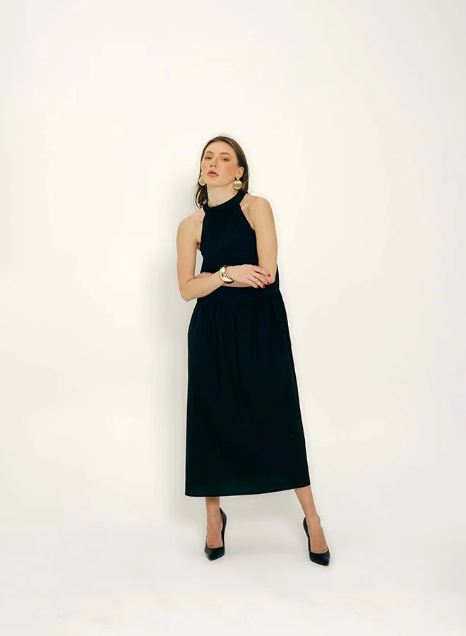 Virgio VIRGIO 100% Cotton Halter Neck Tiered Maxi Dress
