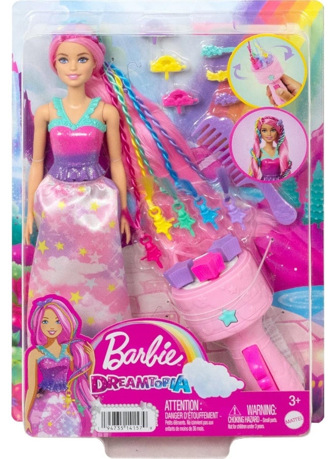 Barbie Dreamtopia Fantasy Braid Twist N Style Rainbow Hair Doll Playset - Image 1