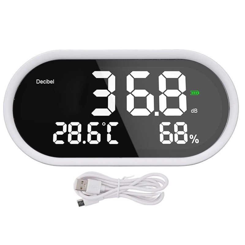 Digital Decibel Meter with Temperature Humidity LCD Backlit Screen Rechargeable Battery - Image 1