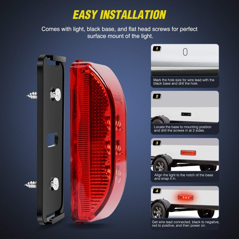 Nilight 4PCS 3.9 Inch 3 Led Truck Trailer Light Front Rear LED Side Marker Lights Clearance Indicator Lamp Waterproof Sealed Surface Mounted LED Marker Light - Image 5