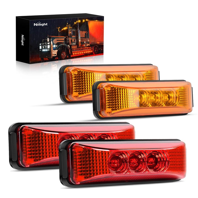 Nilight 4PCS 3.9 Inch 3 Led Truck Trailer Light Front Rear LED Side Marker Lights Clearance Indicator Lamp Waterproof Sealed Surface Mounted LED Marker Light - Image 1