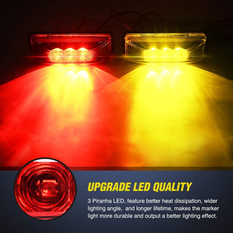 Nilight 4PCS 3.9 Inch 3 Led Truck Trailer Light Front Rear LED Side Marker Lights Clearance Indicator Lamp Waterproof Sealed Surface Mounted LED Marker Light - Image 3