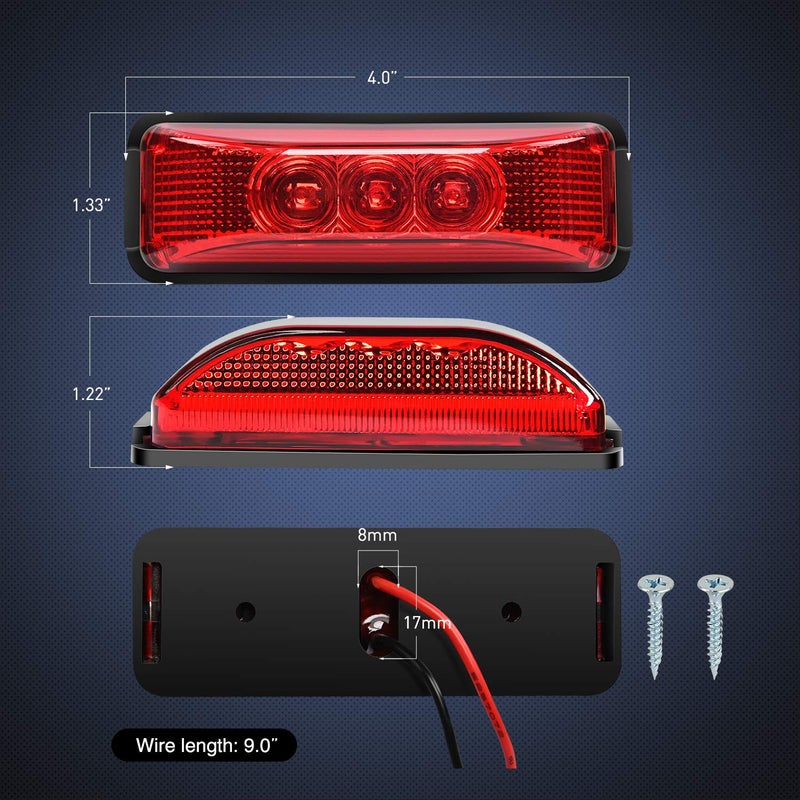 Nilight 4PCS 3.9 Inch 3 Led Truck Trailer Light Front Rear LED Side Marker Lights Clearance Indicator Lamp Waterproof Sealed Surface Mounted LED Marker Light - Image 4