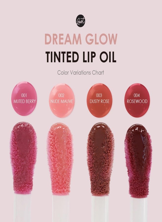 glowiest Dream Glow Tinted Lip Oil ; 3-in-1 Formula: Lip Gloss with a high shine finish, Non-sticky Long Lasting | Korean Plumped Tinted Lip Oil - 0.19 fl. oz. 5.7 ml (003 DUSTY ROSE, Original) - Image 2