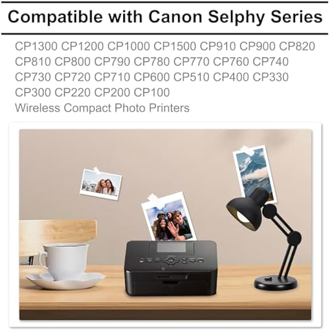 خراطيش حبر وورق SELPHY CP1500 متوافقة مع مجموعة حبر وورق CANON SELPHY KP-108IN لطابعة الصور CANON SELPHY CP1500 CP1300 CP1200 CP820 (4 × 6 بوصة 108 ورقة حبر + 3 خراطيش حبر ملونة) - Image 3