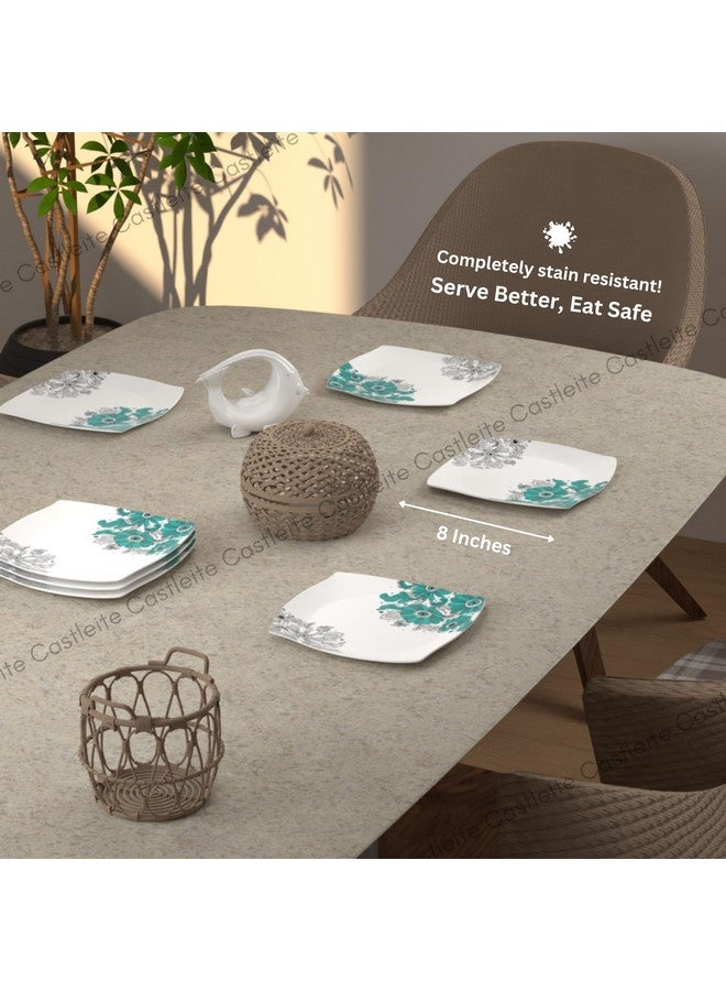 Castleite Marvella Melamine Quarter Plates Set of 6 for Serving - Size - 8', Edgy Square, Unique Design, Break Resistant for Home, Kitchen, Restaurant, Party - Dishwasher Safe (Lazuli Dream) - Image 4