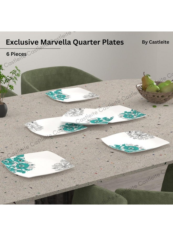 Castleite Marvella Melamine Quarter Plates Set of 6 for Serving - Size - 8', Edgy Square, Unique Design, Break Resistant for Home, Kitchen, Restaurant, Party - Dishwasher Safe (Lazuli Dream) - Image 2