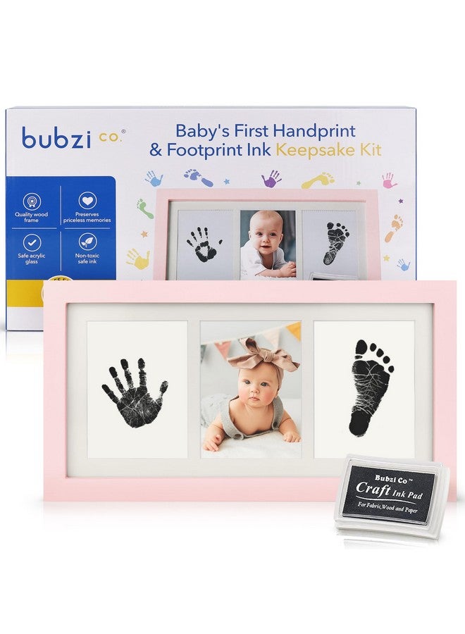 Bubzi Co Baby Handprint Kit & Footprint Photo Frame for Newborn Girls and Boys, Unique Baby Shower Gifts Set for Registry, Memorable Keepsake Decorations for Room Wall or Nursery Decor (Ballet Pink) - Image 1