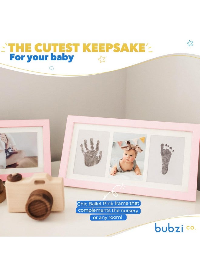 Bubzi Co Baby Handprint Kit & Footprint Photo Frame for Newborn Girls and Boys, Unique Baby Shower Gifts Set for Registry, Memorable Keepsake Decorations for Room Wall or Nursery Decor (Ballet Pink) - Image 5