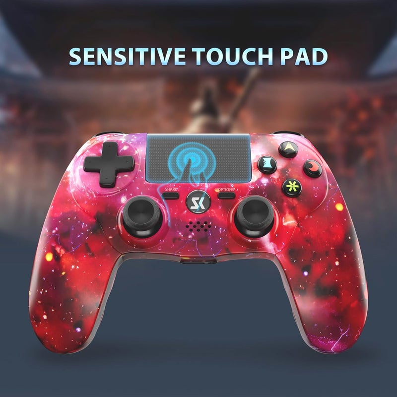 Wireless Controller for PS4, Gamepad for Playstation 4 with Double Vibration/6-Axis Sensor/Touch Pad/Headphone Jack, Ergonomic Non-Slip Grip Compatible with PlayStation 4/Slim/Pro (Red) - Image 5