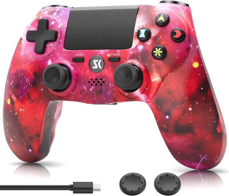 Wireless Controller for PS4, Gamepad for Playstation 4 with Double Vibration/6-Axis Sensor/Touch Pad/Headphone Jack, Ergonomic Non-Slip Grip Compatible with PlayStation 4/Slim/Pro (Red) - Image 1