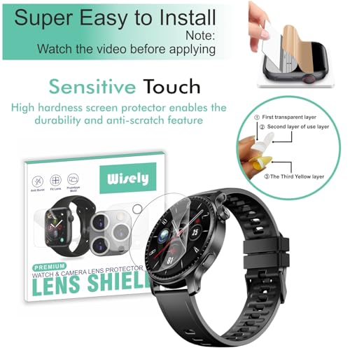 Wisely |Pack of 3pc| Screen Guard Protector For Boat Ultima Prime 1.43" Anti Shock, Anti-Scratch, HD Clear, Full Cover - Image 2