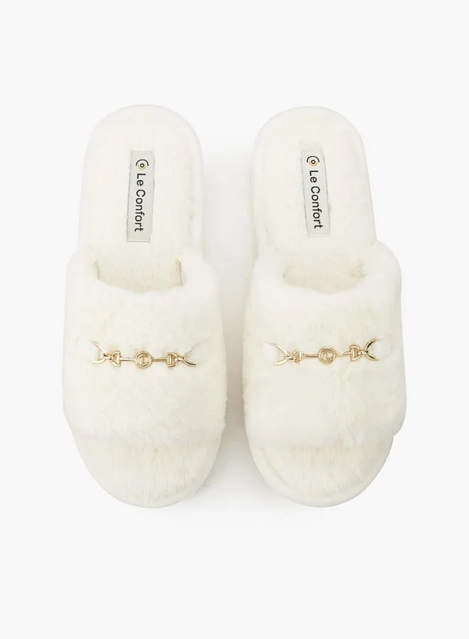 Le Confort Beige Women Faux Fur Bedroom Slides for Women | Best Price UAE