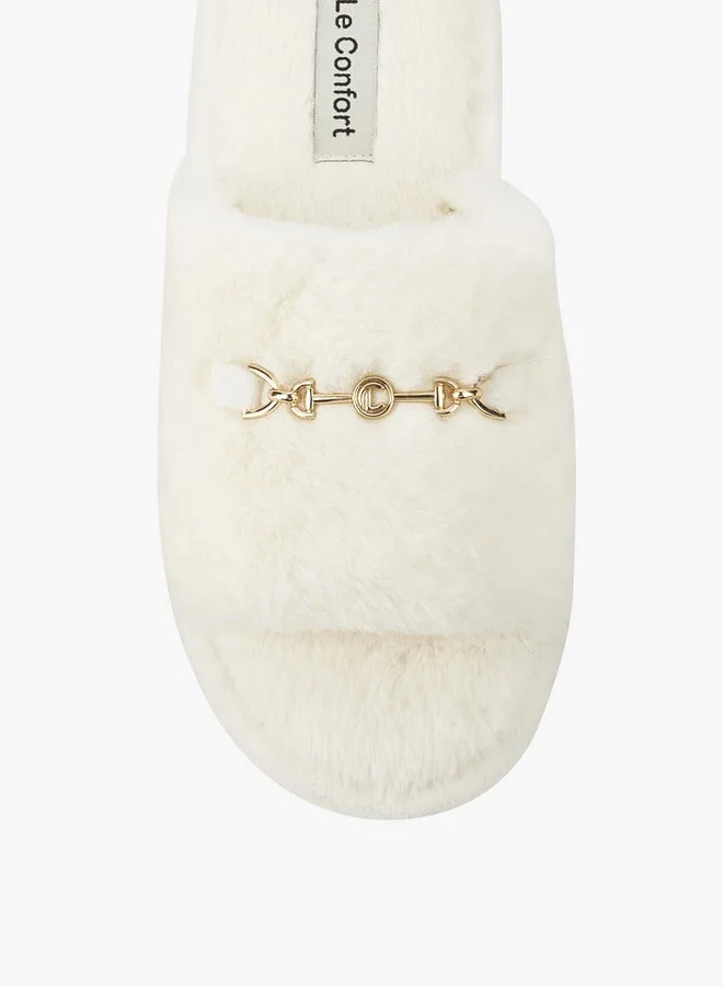 Le Confort Beige Women Faux Fur Bedroom Slides for Women | Best Price UAE