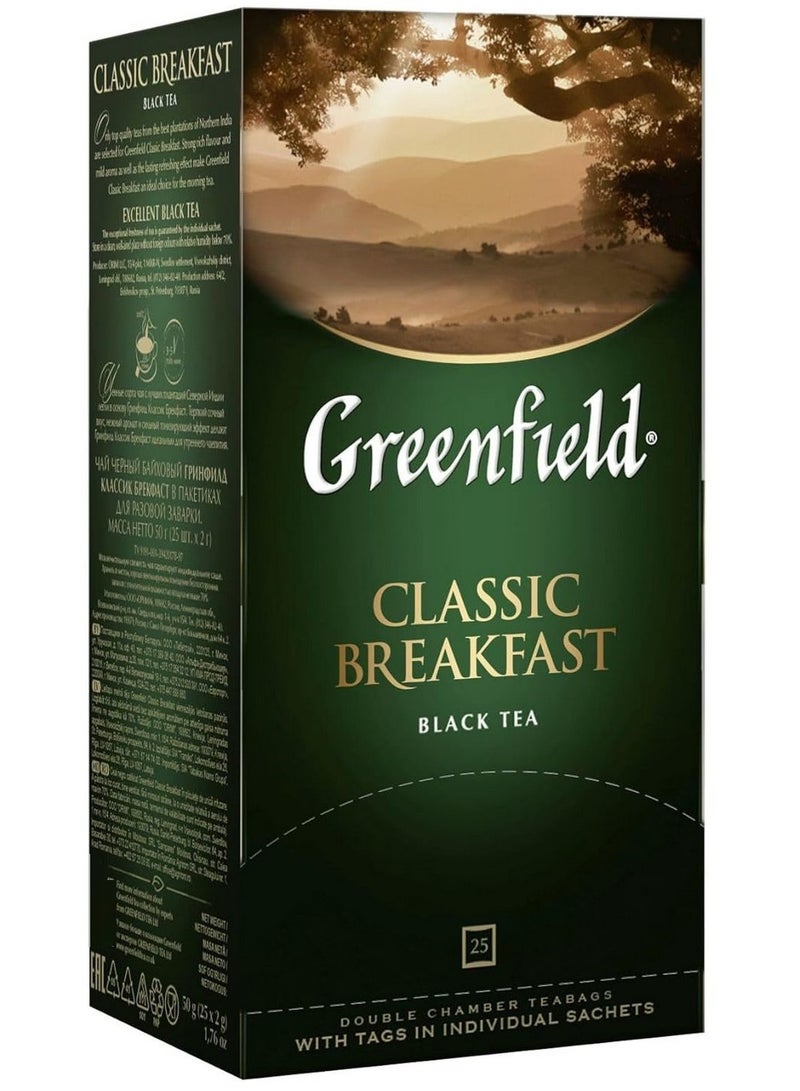 جرين فيلد شاي الإفطار الأسود الكلاسيكي 25 كيس شاي 50 جرام - Image 1