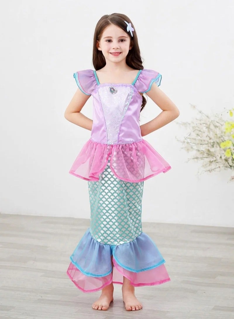 Mermaid Cosplay Costume Fashion Party Dress For Girls(Pink) - Image 5
