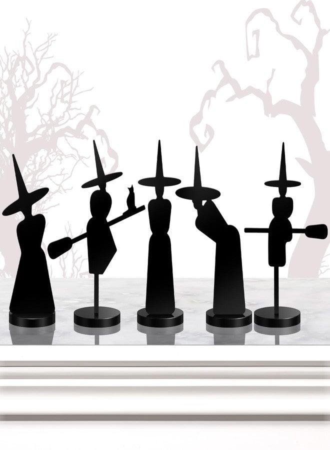 Burbell 5 Pcs Halloween Decorations Indoor Halloween Witch Figurines Set Black Metal Halloween Witches Decor Stylish Witch Scene Figurine Standing Decor for Witch Sabbath Home Table Shelf - Image 1