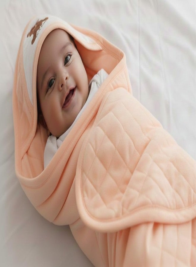 Hornbill Enterprises Hooded Wrapper, a Soft and Cozy Baby Towel Designed for Newborns (0-12 Months). It's Easy to wrap Your Little one snugly Super-Soft, Skin-Friendly Material Pack 1 (1, Orange) - Image 1