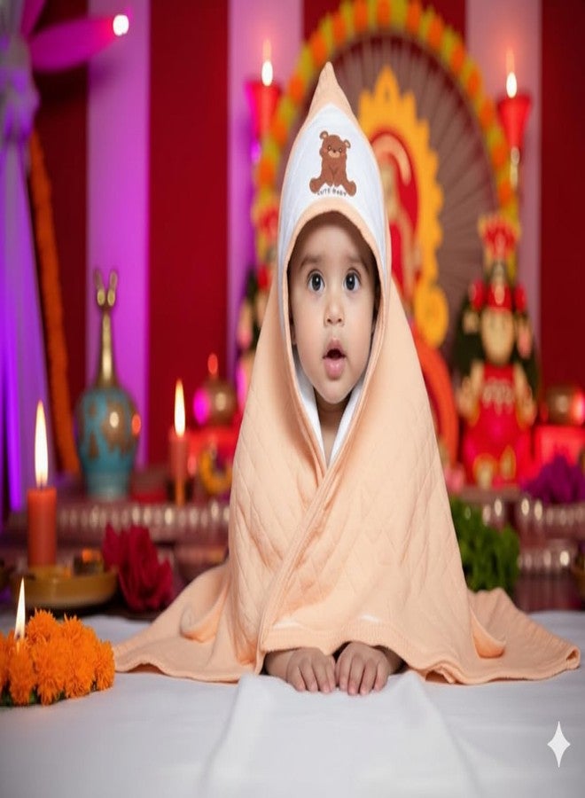 Hornbill Enterprises Hooded Wrapper, a Soft and Cozy Baby Towel Designed for Newborns (0-12 Months). It's Easy to wrap Your Little one snugly Super-Soft, Skin-Friendly Material Pack 1 (1, Orange) - Image 3