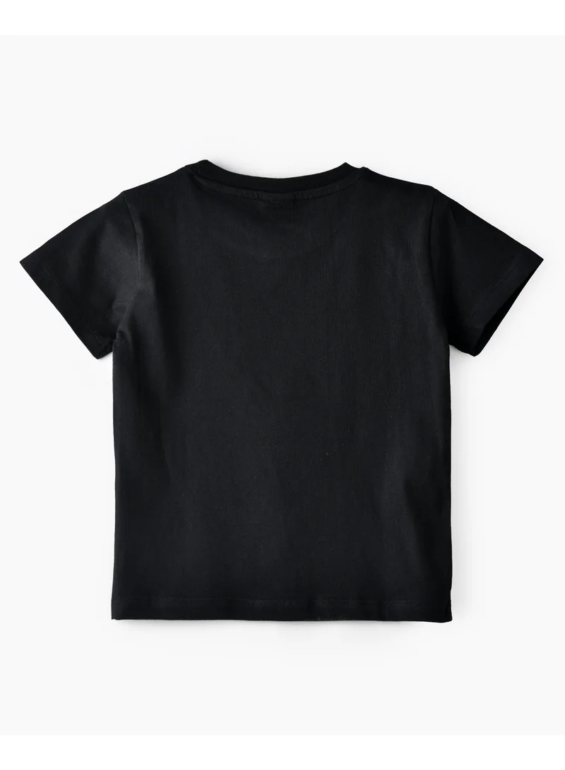 Disney Disney Simba Cotton Black Half Sleeve Round Neck Printed T-shirt For Boys