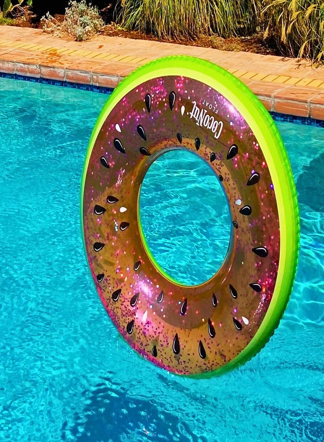 CocoNut Float Juicy Watermelon Glitter Pool Float - Inflatable Ring Float - Durable Long Lasting 3.5 Foot Lounge Tube and Water Toy - Colorful Decoration for Summer Parties, Events - Ages 8+ Years - Image 3