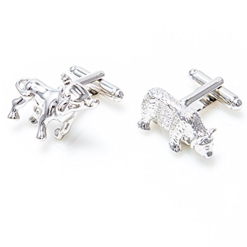 MRCUFF Bull and Bear Wall Street Stockbroker Pair Cufflinks in a Presentation Gift Box & Polishing Cloth - Image 4