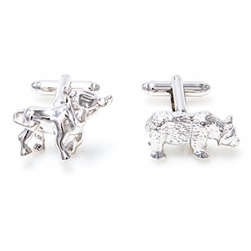 MRCUFF Bull and Bear Wall Street Stockbroker Pair Cufflinks in a Presentation Gift Box & Polishing Cloth - Image 1