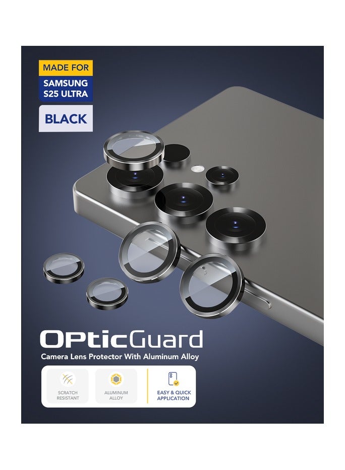 Remson Optic Guard Camera Lens Protector Scratch Resistant Individual Lens Protector with Aluminum Alloy Ring Compatible for Samsung Galaxy S25 Ultra - Black - Image 5