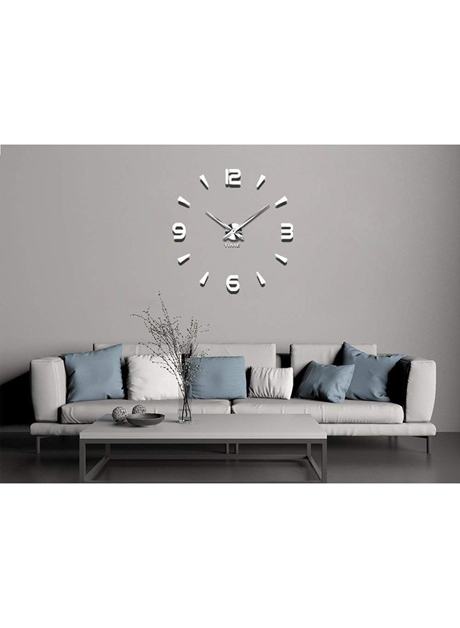3D Wall Clock With Mirror Number Stickers Silver 39x39inch  - Image 2