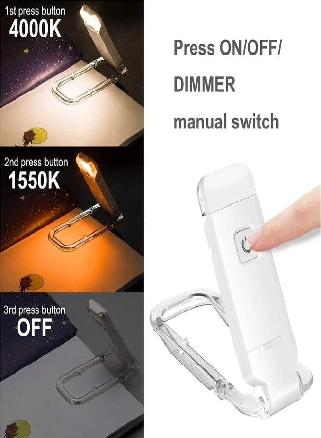 CRIYALE Plastic Book Lamp for Students Reading with USB Charging Port, Rechargeable LED Study Light with Clip, 3 Light Modes, Clip-On, Portable & Eye-Friendly (White) - Image 2