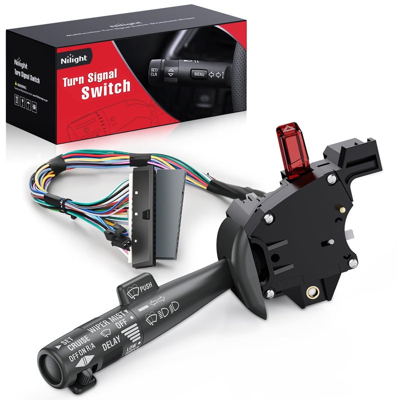 Nilight Turn Signal Switch Compatible with 1995 1996 1997 1998 1999 Chevy Suburban Tahoe 1995-1999 GMC C1500 Yukon Savana 1999-2000 Cadillac Escalade Windshield Wiper Switch, 2 Year Warranty - Image 1