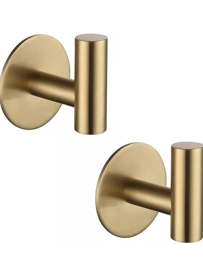 Self Adhesive Hooks 304 Stainless Steel Heavy Duty Hangers Without Nails for Bathrooms Kitchen Livingroom Garage Hotel Waterproof Towel Hook-2 Pack - Image 1