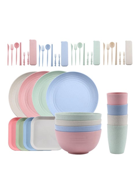 44 pc Portable Tableware Set, Lightweight Home Rice Bowl Dinner Plate Cup,Suitable for Family Use ,4 Color