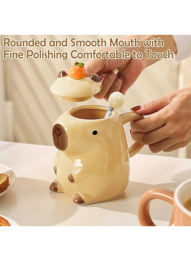 BigNoseDeer Gifts for Women Funny Capybara Coffee Mugs Birthday Gift for Women Her Girls Kawaii Tea Cup Christmas Graduation Gifts for Girls Best Friend Ceramic Autumn Mug with Lid Cute Capybara Stuff Decor - Image 5