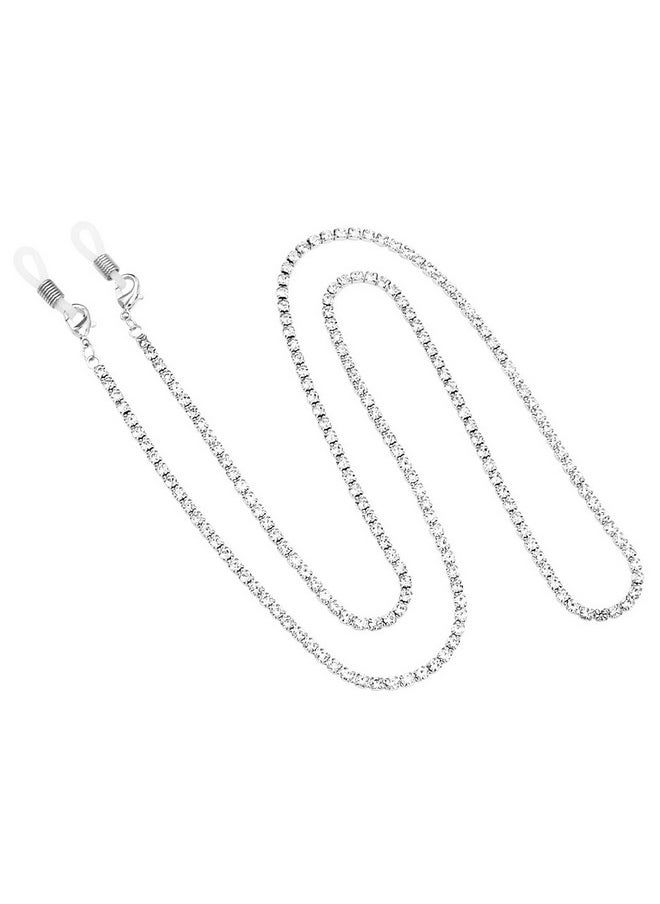Rosemarie Collections - Women'S Crystal Rhinestone Strap Eyeglass Holder (Silver Tone) - Image 1
