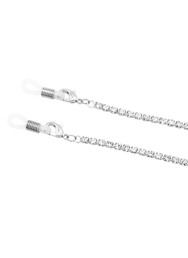 Rosemarie Collections - Women'S Crystal Rhinestone Strap Eyeglass Holder (Silver Tone) - Image 1