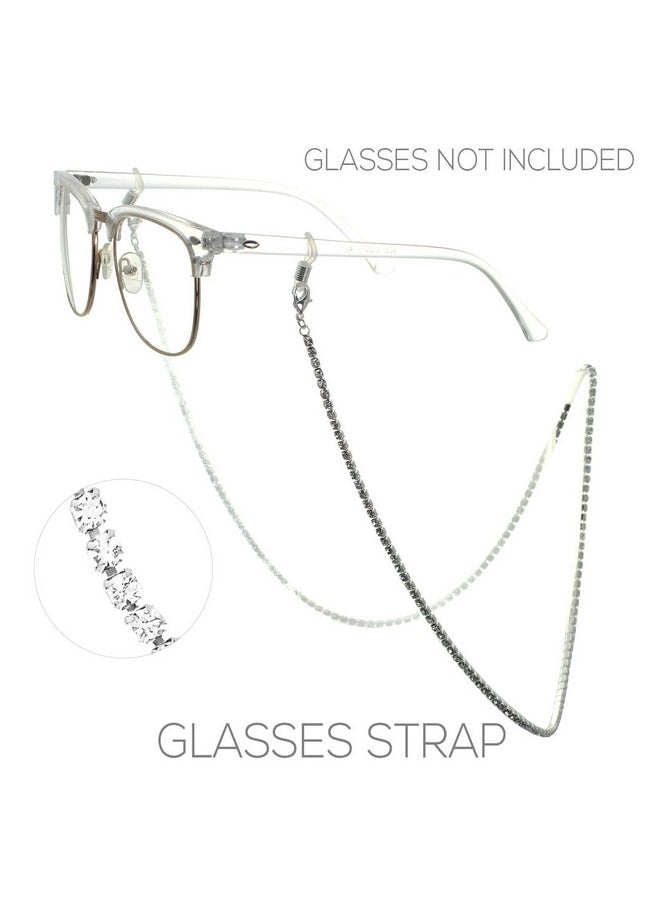 Rosemarie Collections - Women'S Crystal Rhinestone Strap Eyeglass Holder (Silver Tone) - Image 1