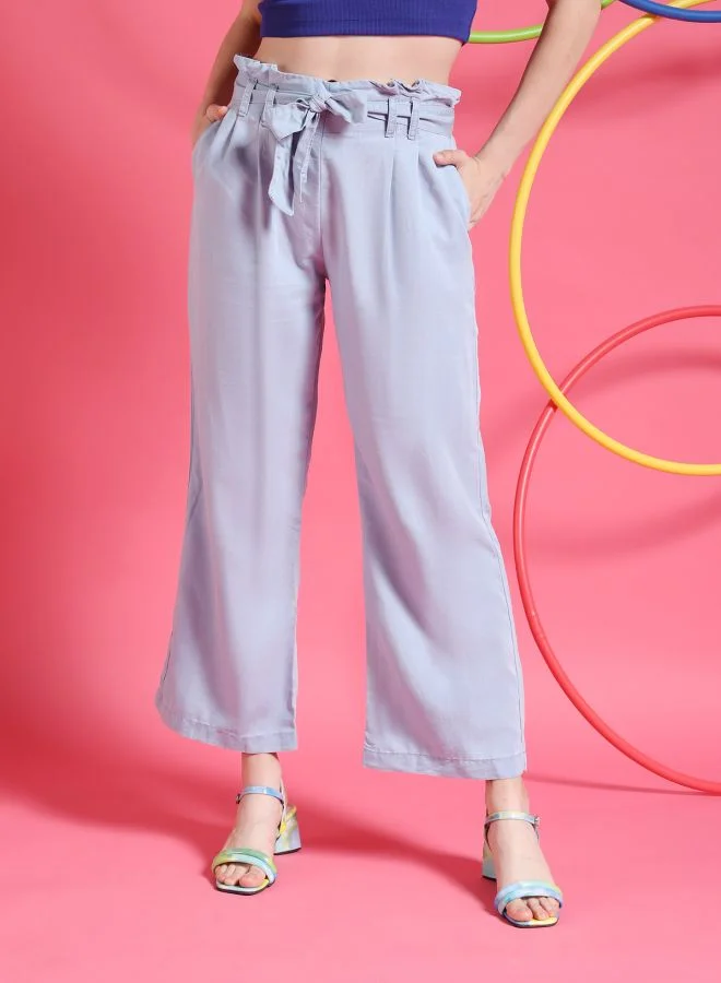 مرفوعة Women Flared Solid High-Rise Denim Pants