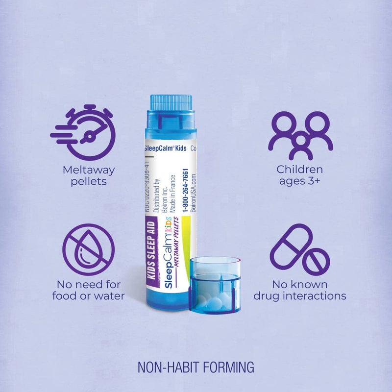 Boiron SleepCalm Kids Sleep Aid for Deep, Relaxing, Restful Nighttime Sleep - Melatonin-Free and Non Habit-Forming - 2 Count (160 Pellets) - Image 3