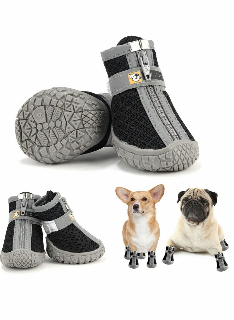 KASTWAVE Small Dog Shoes, Anti Slip Breathable Waterproof Reflective, Dog Booties Boot Paw Protector for Small Dog Hiking Shoes with Reflective Adjustable Strap Zipper Puppy Shoe for Hot Pavement Winter Snow ( - Image 1