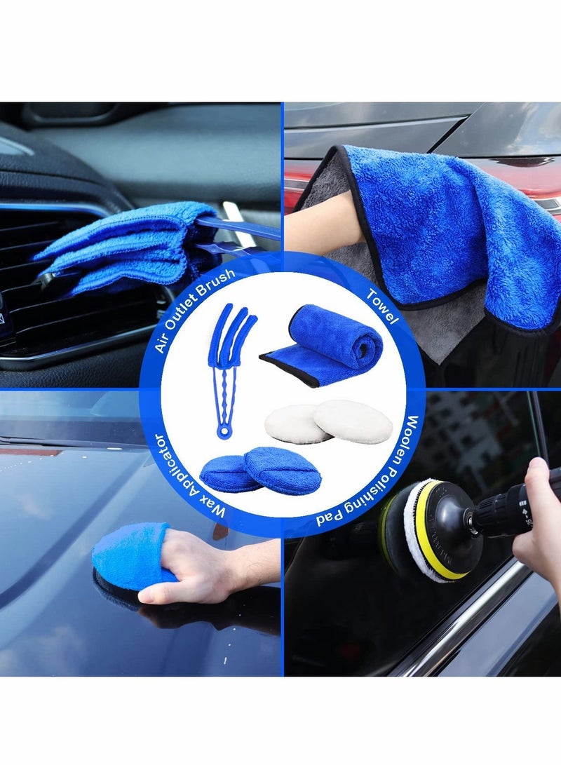 SYOSI Car Detailing Brush Set, Kit, 26 Pcs Auto Drill Brushes, Buffing Sponge Pads Cleaning Tools Kit for Interior, Exterior, Wheels, Dashboard - Image 2